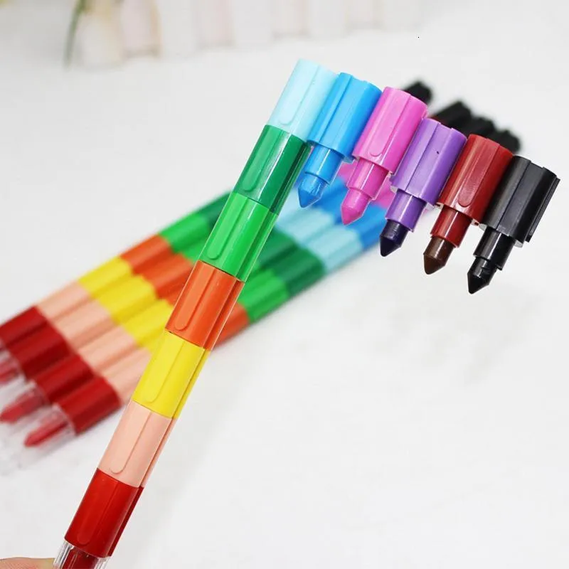12-Color Rainbow Pencils Stackable Crayob For Kids Party Favors Pencils For  Kids Teens & Students