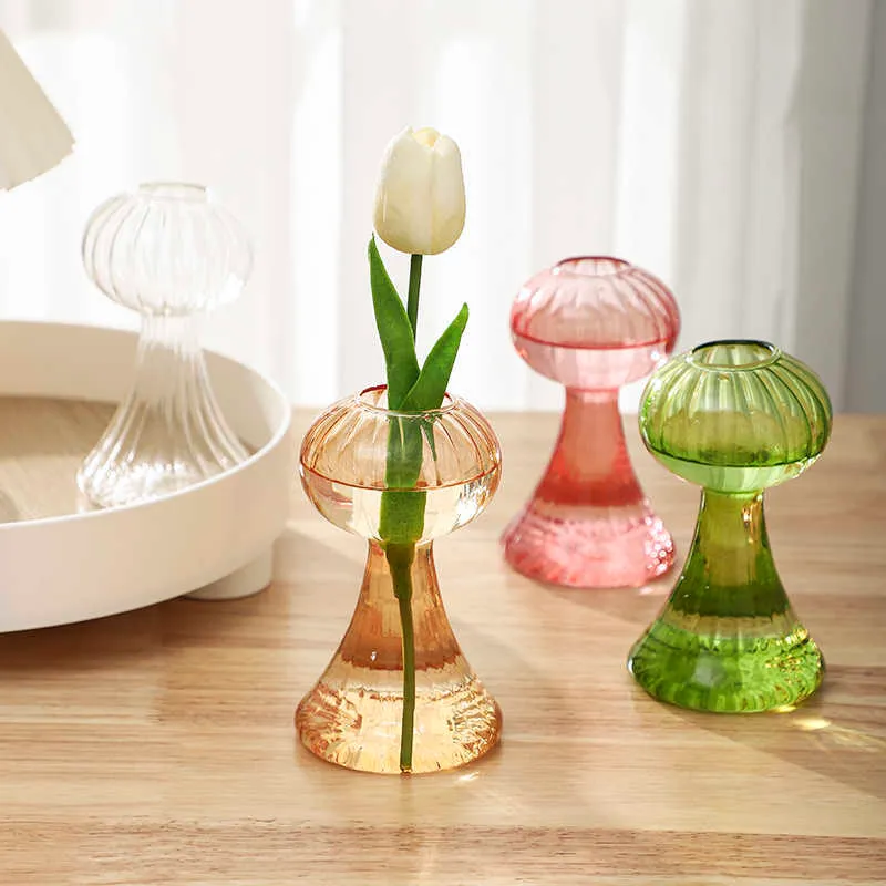 Planters POTS Simple Pumpkin Cone Glass Vases Transparent glas Blomkrukor för Home Hydroponic Flower Living Bitaborddekor