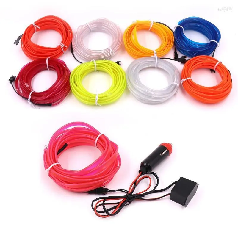 Paski 1m/3m/5m Przeszukiwanie El Wire Tron Glow Easy Sew Elastyczna Elastyczna LED Neon Strip 12V Car Driver