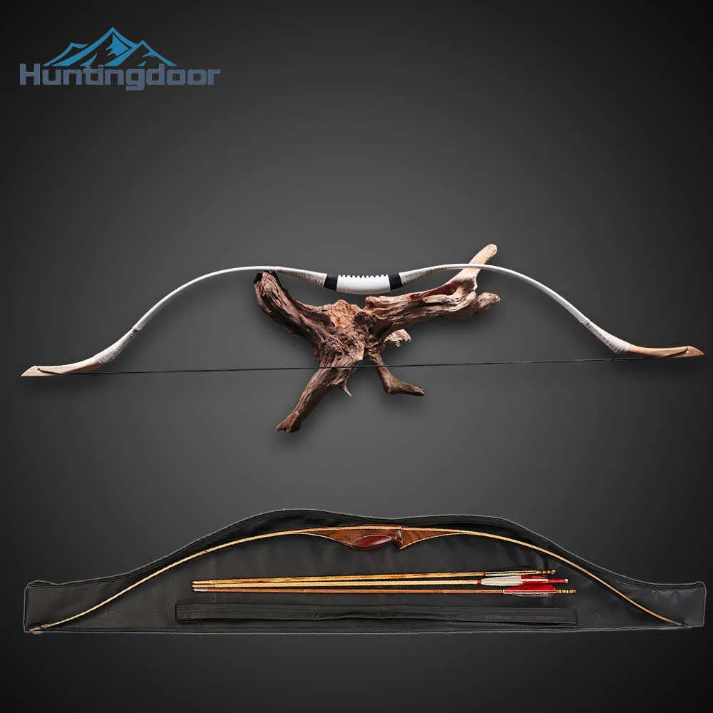 Bow Arrow Huntingdoor 30-70lbs Mongolian Bow Hunting Tradicional Longbow Cuero de vaca Arco recurvo de madera para tiro con arco DeportesHKD230626