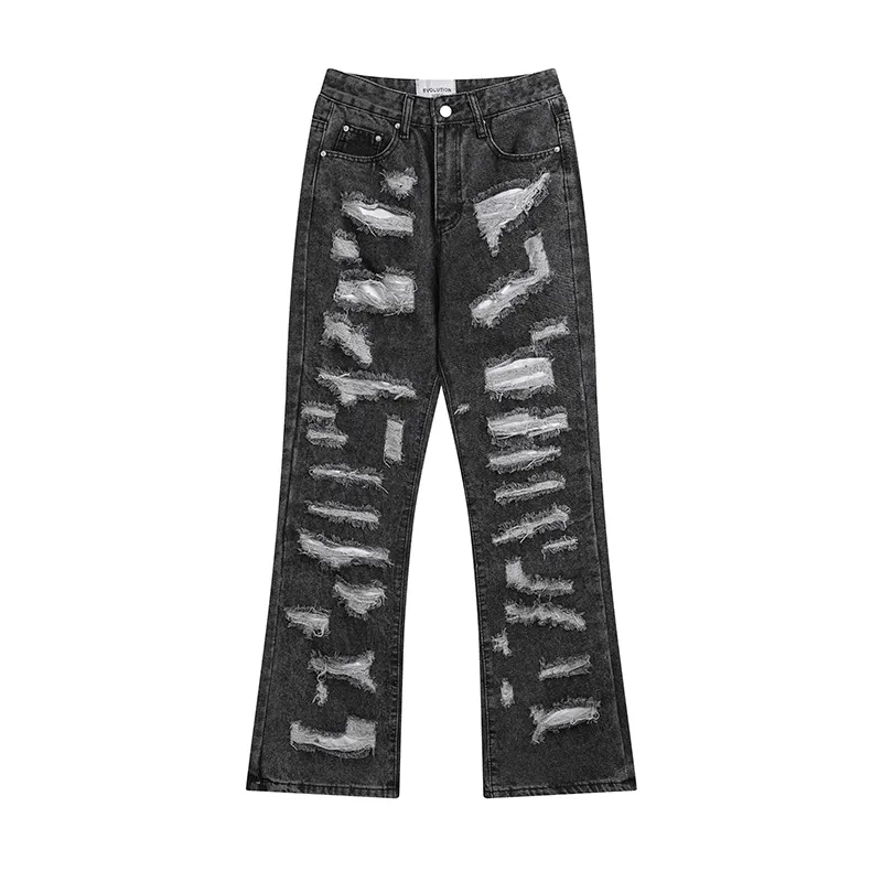 パンツ Black Washed Damaged Baggy Denim y2k y2k vintage baggy black washed wide leg faded skater denim