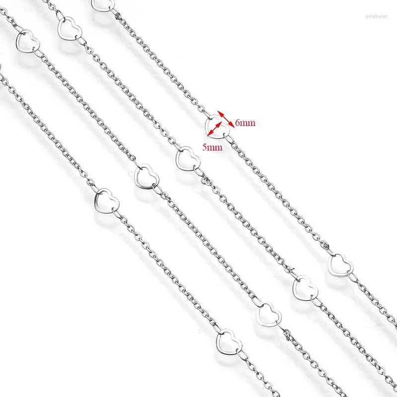 Kedjor 1st rostfritt stål hjärta i bulk diy halsband fynd armband som gör tillbehör smyckekomponenter ankletter
