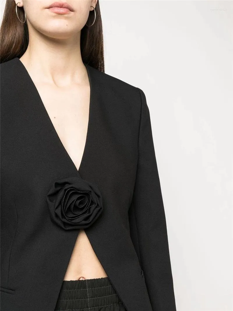 Women s Suits Women S Suit Jacket Dress IN Y2k Style Fashion Three Dimensional Rose Flower V Neck One Button Slim Fitted Pieces Blazer