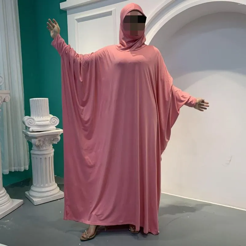 Ropa étnica Llanura Abaya Mujeres musulmanas Vestido modesto Con capucha Jilbab Color sólido Islámico Eid Ramadán Ropa Femme Musulman Abayas