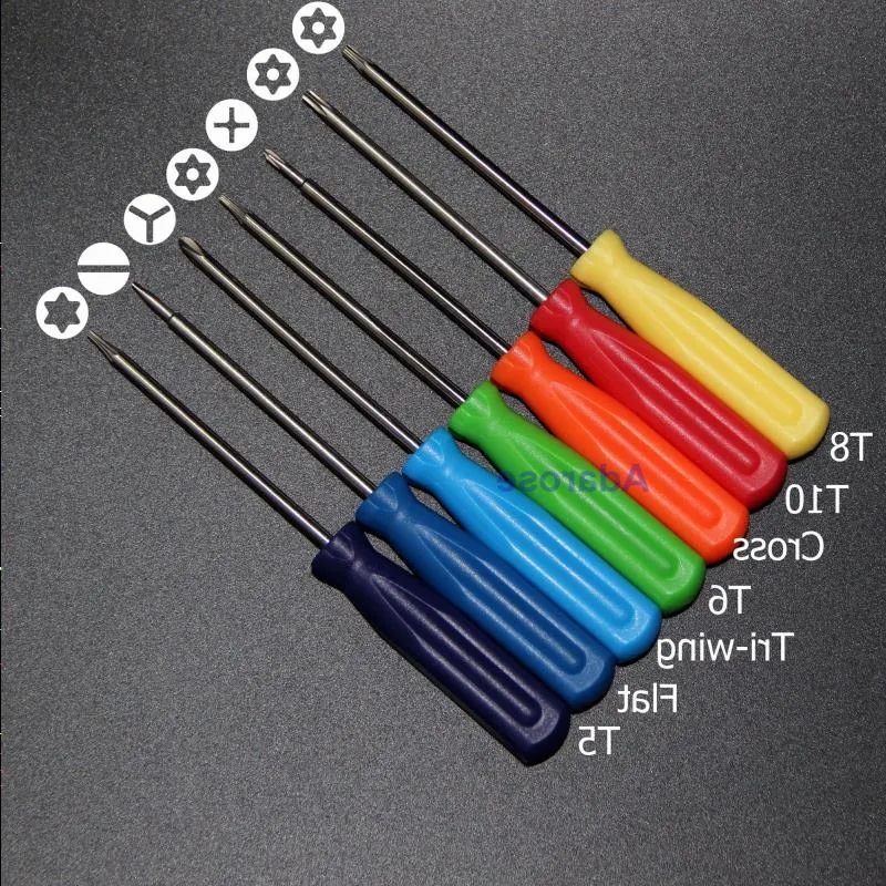 7 sztuk/Set Torx T5 T6 T10 T10 Cross Tri-Wing Flat Screping Substriver Narzędzie naprawy telefonu komórkowego lub Xbox 360 TLRSX