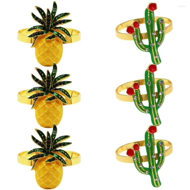 Dinnerware Sets Napkin Buckle Bands Cactus Pattern Ring Rings Party Serviette Fruit Shaped Holder Decoration