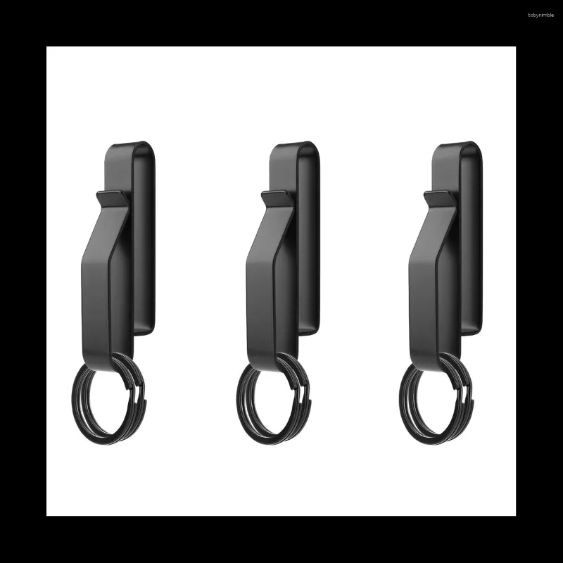 Takı Torbaları 3 ADET Ağır Kemer Anahtarlık 6 Adet Metal Yüzük Paslanmaz Çelik Siyah Erkekler Anahtarlık Taktik Klip