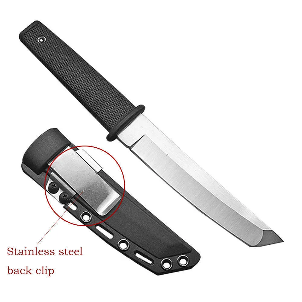 Couteaux de chasse de camping DuoClang Cold Hunting Couteau à lame fixe 440 Steel Long Kraton Plastic Handle Tactical Outdoor Camping Knives with ScabbardHKD230626