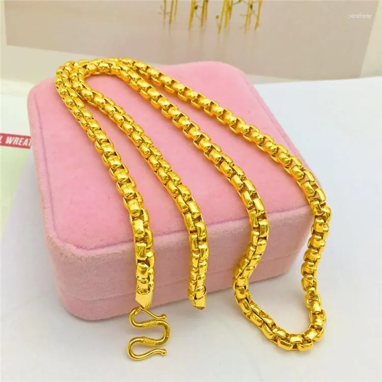 Chains FASHION 14K GOLD NECKLACE FOR MEN'S WEDDING ENGAGEMENT JEWELRY 6MM THICK YELLOW CHAIN ANNIVERSARY GIFTS