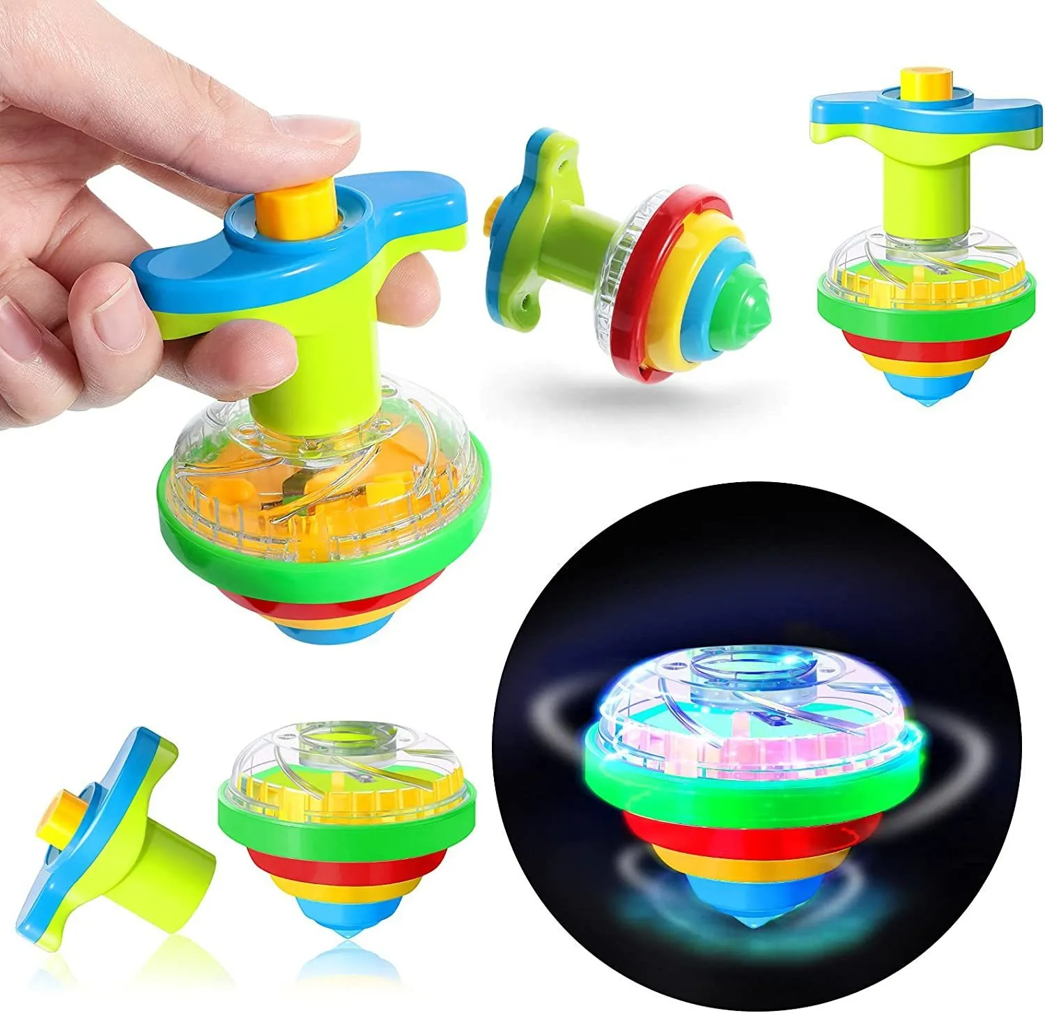 LED Light Up Spinning Tops Flashing Spin Toys for Kids, Glow in