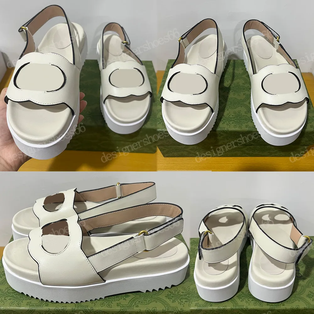 WOMENS INTERLOCKINGN SANDAL 7386 white leather Rubber sole flats sandal Platform Sandals latest collection explores archival symbols in new ways designer sandals