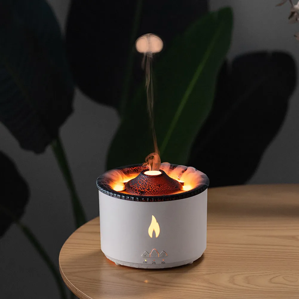 Otro Hogar Jardín Llama Humidificador de aire Medusas Difusor de aroma eléctrico Lava Volcán Diseño Efecto de llama Difusor de aire Máquina de niebla 230625