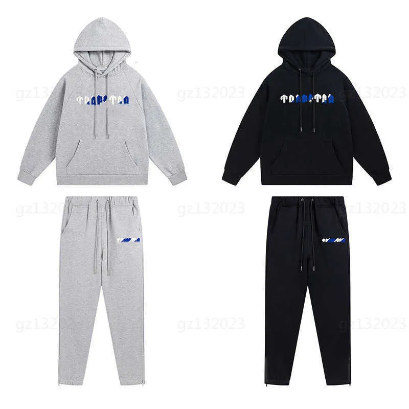 Trapstar Trainingspakken Designer Trui Broek Set Man Herfst Tweedelige Set Wit Blauwe Letters Handdoek Borduurwerk Gewatteerde Hoodie Sweatshirt Broek Mannen Ontwerpers Kleding