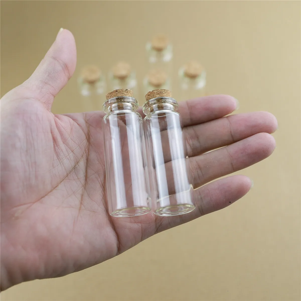 Botellas de almacenamiento Frascos 50pcsLot 2260mm 12ml Vidrio con tapón de corcho Artesanía Pequeño tarro vacío transparente Mini botella de regalo 230625