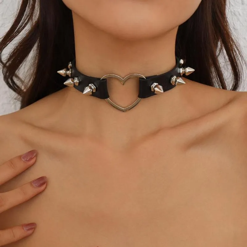 Ketten Goth Schwarz Schloss Kette PU Leder Halsband Niet Halskette Gothic Punk Stil Individualistische Kragen Für Frauen Männer Körper Schmuck