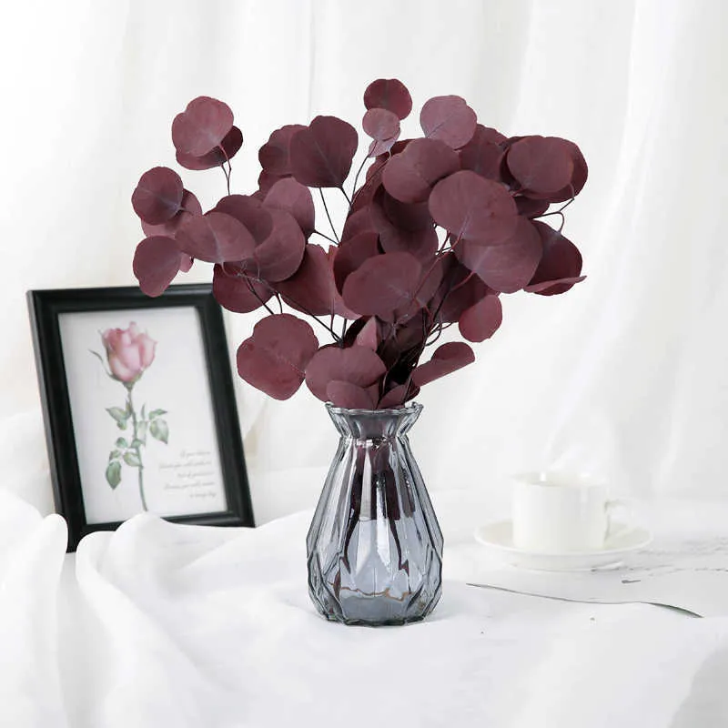 Gedroogde bloemen bewaarde natuurlijke eucalyptus Boeket van bladboeket Arrangement eeuwig voor bruiloft Home Decor