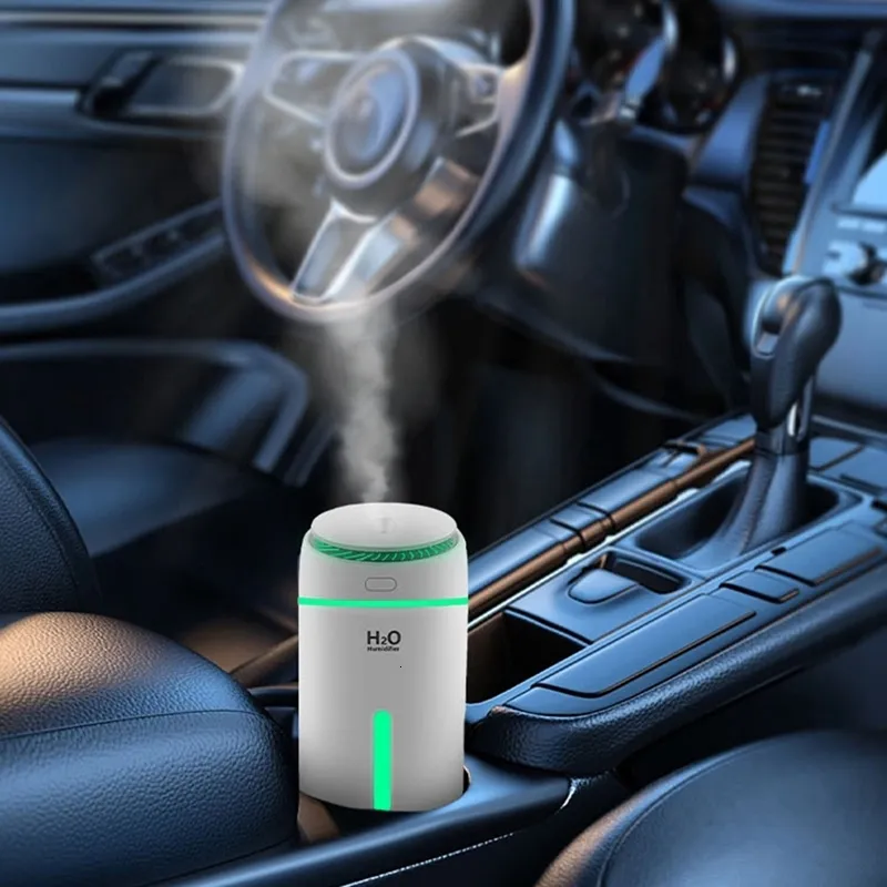 Humidifiers Car Mini Humidifier Home 400Ml Small Cool Mist Air Humidifier With 7 Color LED Night Light Whisper USB Humidifiers 230627