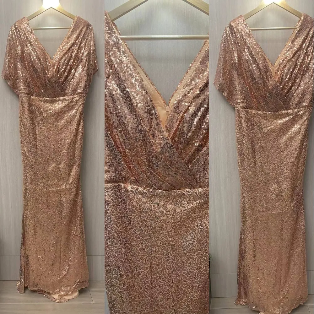 2024 Rose Gold Bridesmaids Dresses V Neck Sequined Lace Elastic Satin Floor-Length Trumpet Wedding Gowns from Dhgate Bridesmaid Dress - price 72.37 2024 Rose Gold Bridesmaids Dresses V Neck Sequined Lace Elastic Satin Floor-Length Trumpet Wedding Gowns from Dhgate Bridesmaid Dress - price 72.37