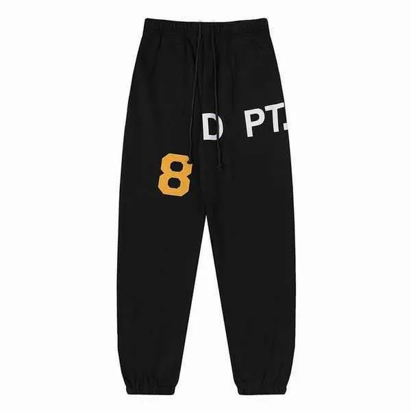 Calças galerias sweatpants dept manchado carta impressão casal feminino solto versátil casual reto graffiti vermelho cinza branco m2