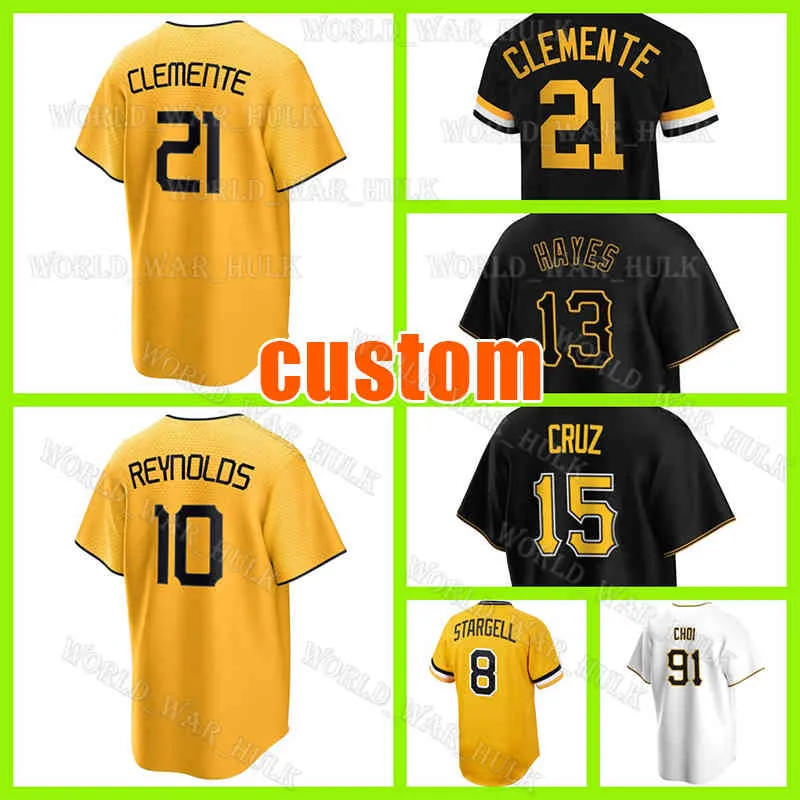 Roberto Clemente basebolltröjor Andrew Oneil Cruz McCutchen Willie Stargell Bryan Reynolds Pittsburghs Ji Man Choi Ke'Bryan Hayes Pirates Dave Parker Henry Davis