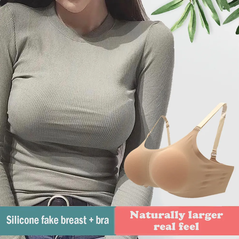 Breast Form Breast Implant Bra Set Female Anchor Fake Breast Big Chest Pad Silicone Breast Implant With Bra Cosplay Plump Sexy Fake Breasts 230626