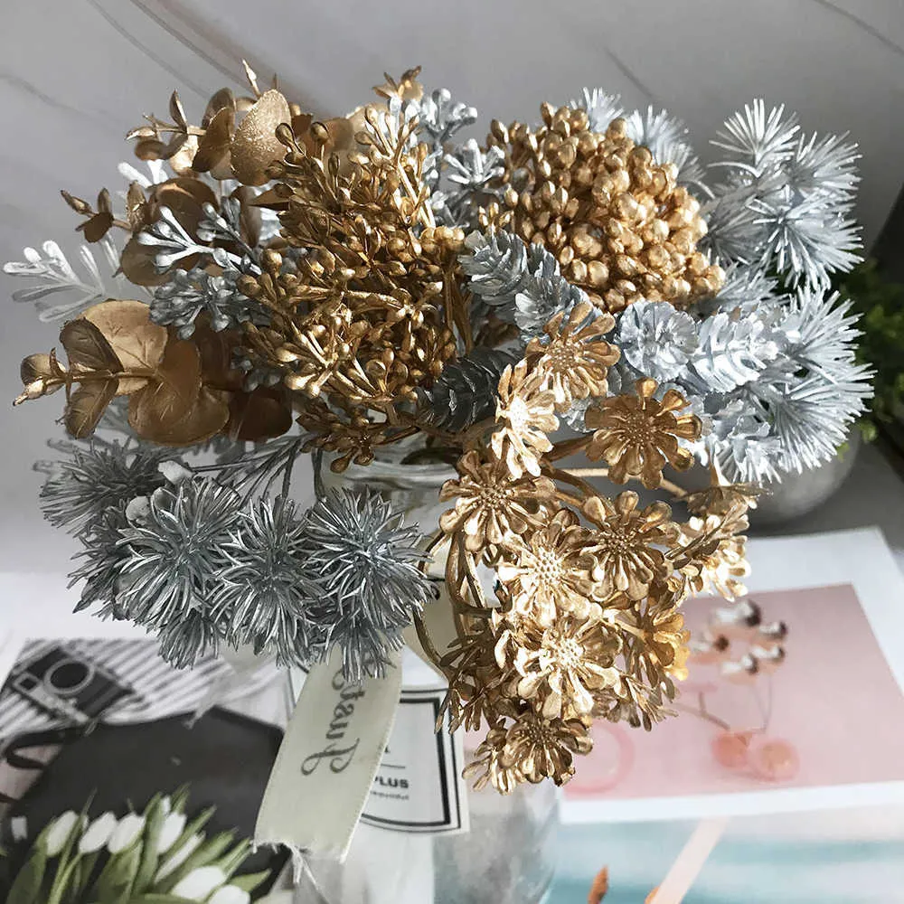 Dried Flowers Simulation flower green plant plastic branches pomelo citrus quality good home garden turf distribution Christmas decor