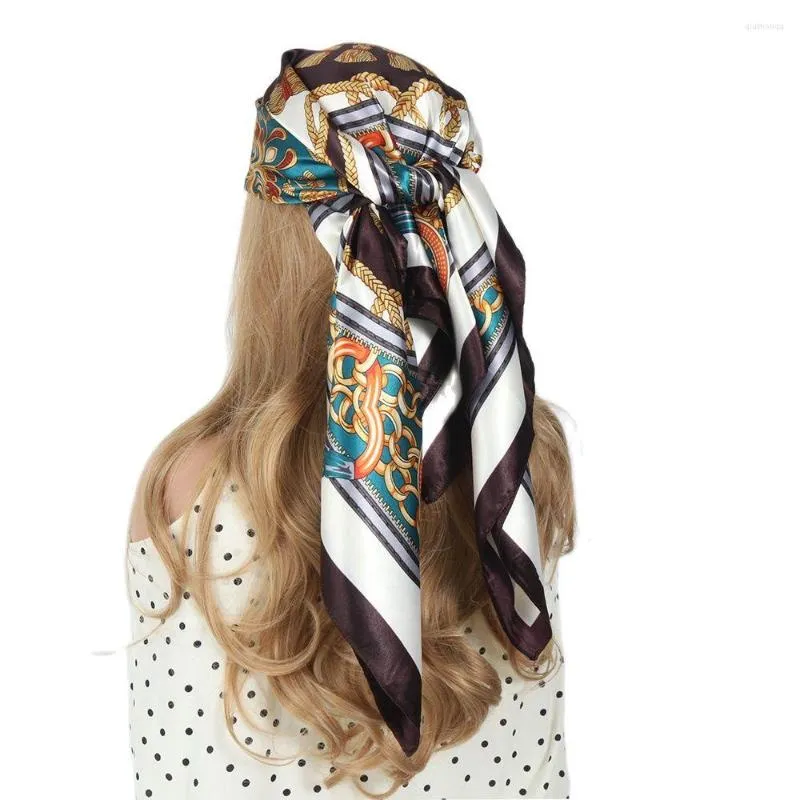 Scarves 90 90cm Head Scarf Women Luxury Summer Fashion Bandana Foulard Cheveux Shawl Kerchief Silk Hair Neck Headscarf Hijab