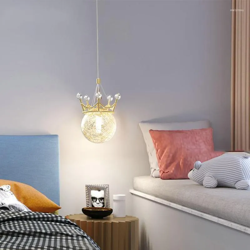 Lampade a sospensione Homhi Crown Lampadario Camera da letto Comodino Bambini Luce Lustri Para Sala Ristorante di lusso Decorazione domestica Pendent HPD-133