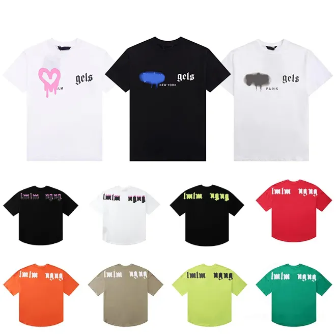 2023 Дизайнерская футболка PA Роскошные футболки с принтом пальм Футболки Мужские женские угловые с коротким рукавом Повседневная уличная одежда Топы Одежда Размер одежды S-XL