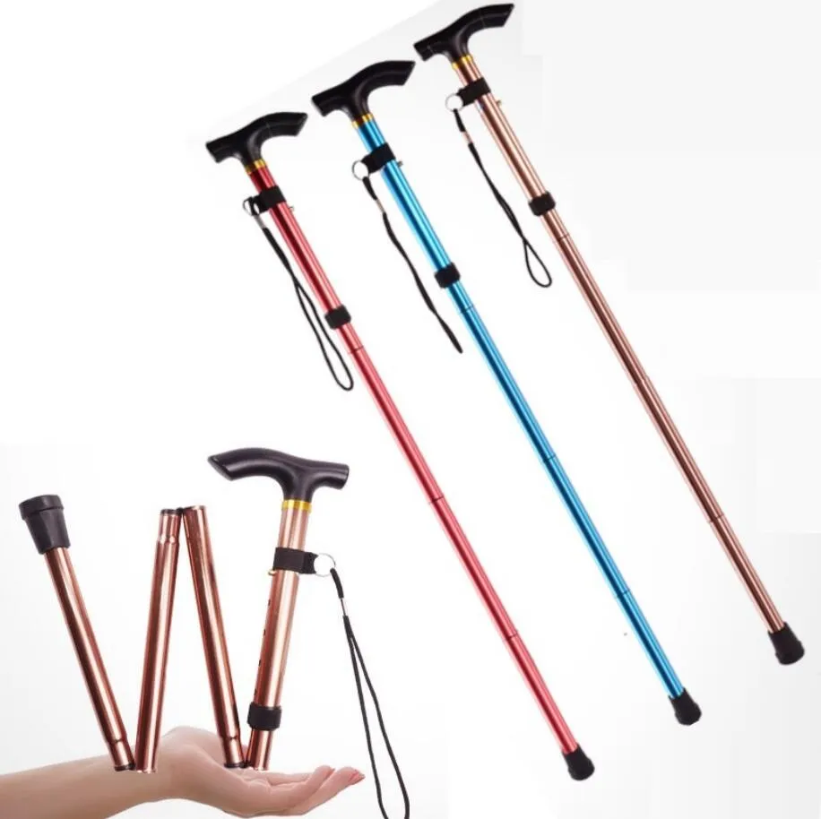 4-section Folding Ultralight Adjustable Walking Sticks Telescopic Trekking Hiking Poles Walking Canes with Rubber Tips