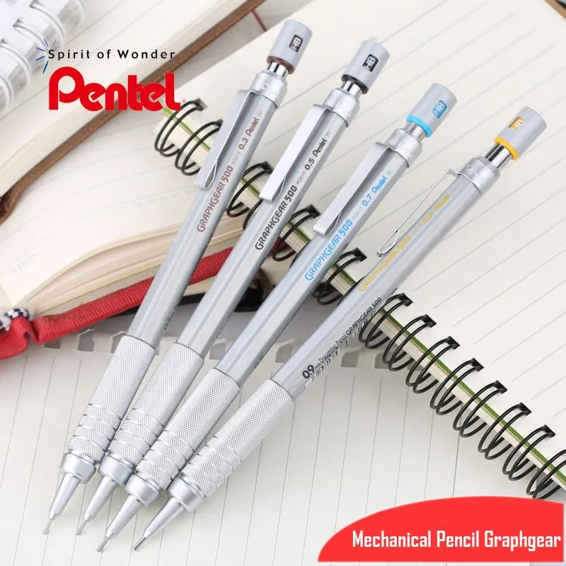 Werkzeuge 1PC Pentel Graphgear 500 Entwurf von Maschinenstifttechnik Automatischer Bleistift mit Radiergummi für Pro -Stifte 0,3 0,5 0,7 0,9 mm