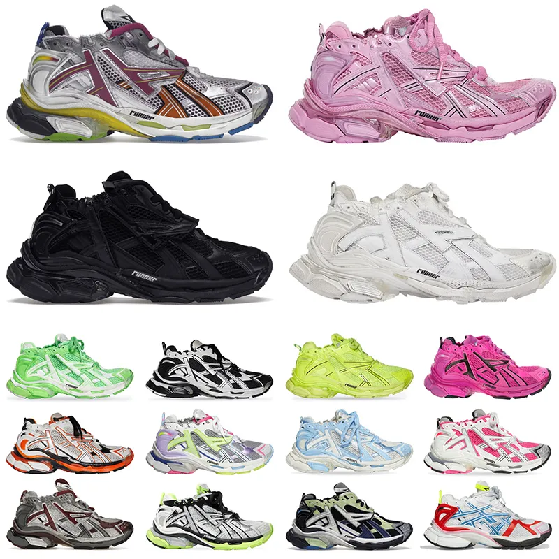 Runner 7.0 Projektanci Buty Męskie Damskie Niebieski Szary Zielony Limonkowy Fluo Zielony Różowy Pomarańczowy Czarny Biały Luksusowe Buty Balencaigas 7 Buty damskie Sportowe Trampki Trampki