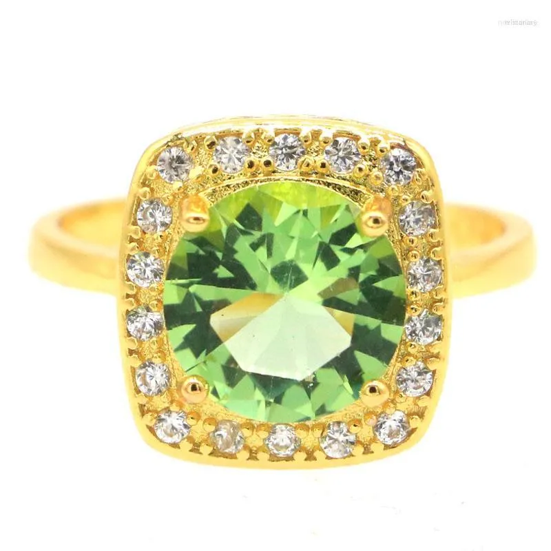 Cluster Rings 14x14mm Lovely Cute Green Tsavorite Garnet Emerald Pink Tourmaline Smokey Topaz Women Silver Wholesale Drop