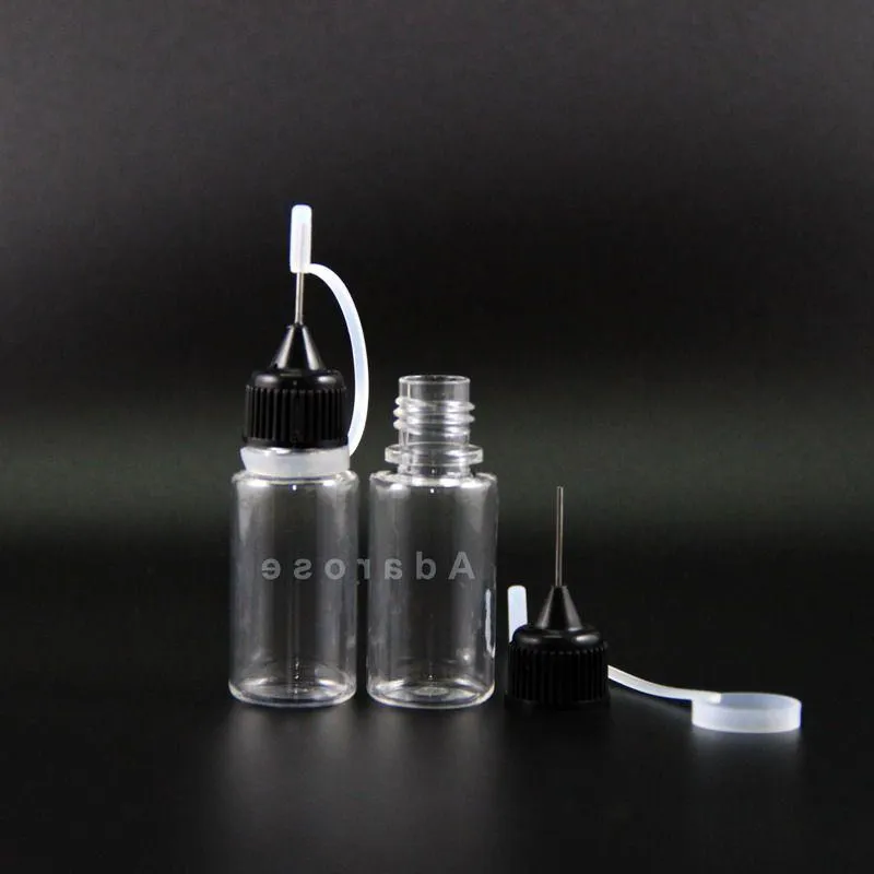 100 st 10 ml plast PET DROPPER BAKKA METAL NEELE NEELK CAP Hög transparenta droppflaskor Squeezable Vapor Laboratory Paraphe LRMX