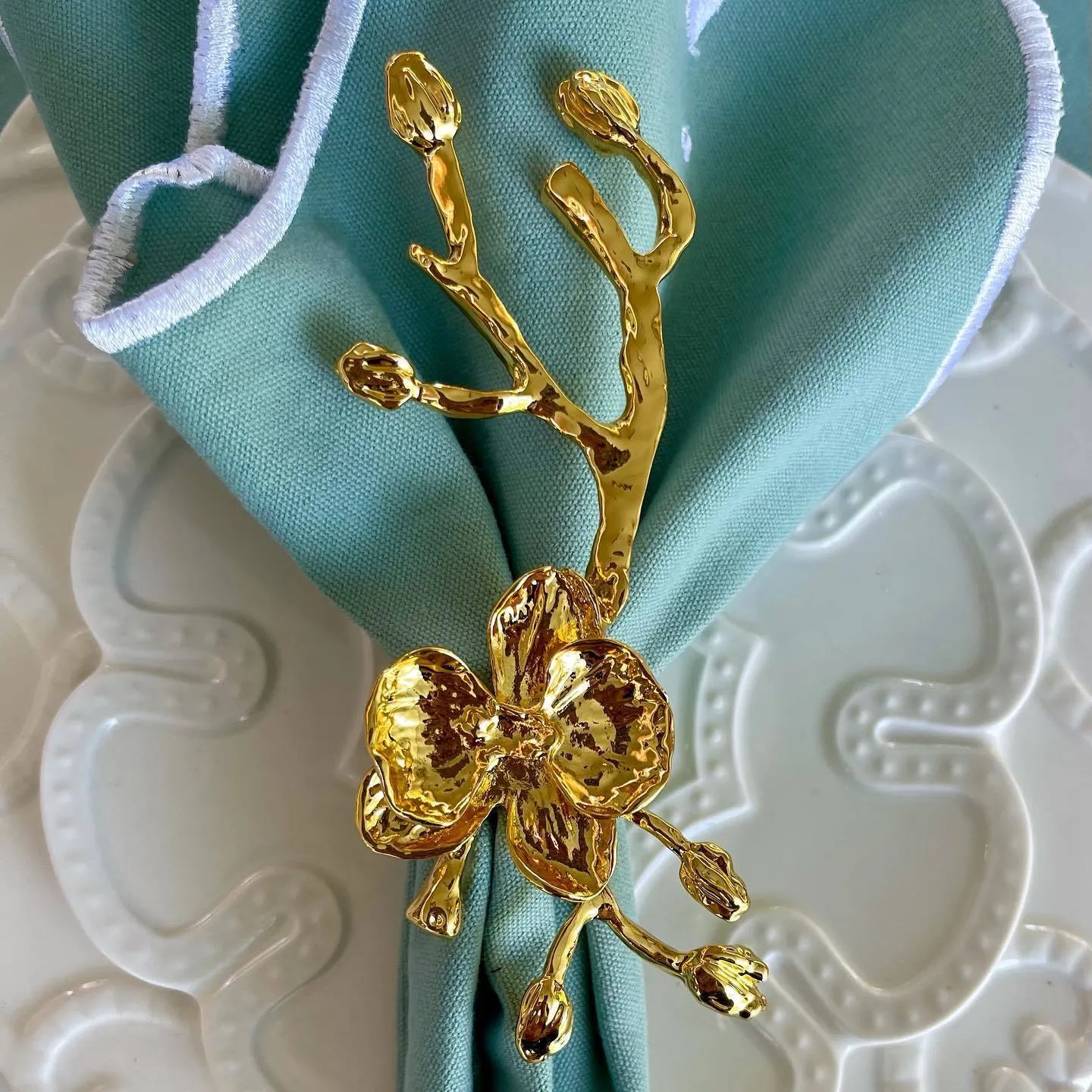 michael aram 花の装飾 ナプキンリング シルバーゴールド