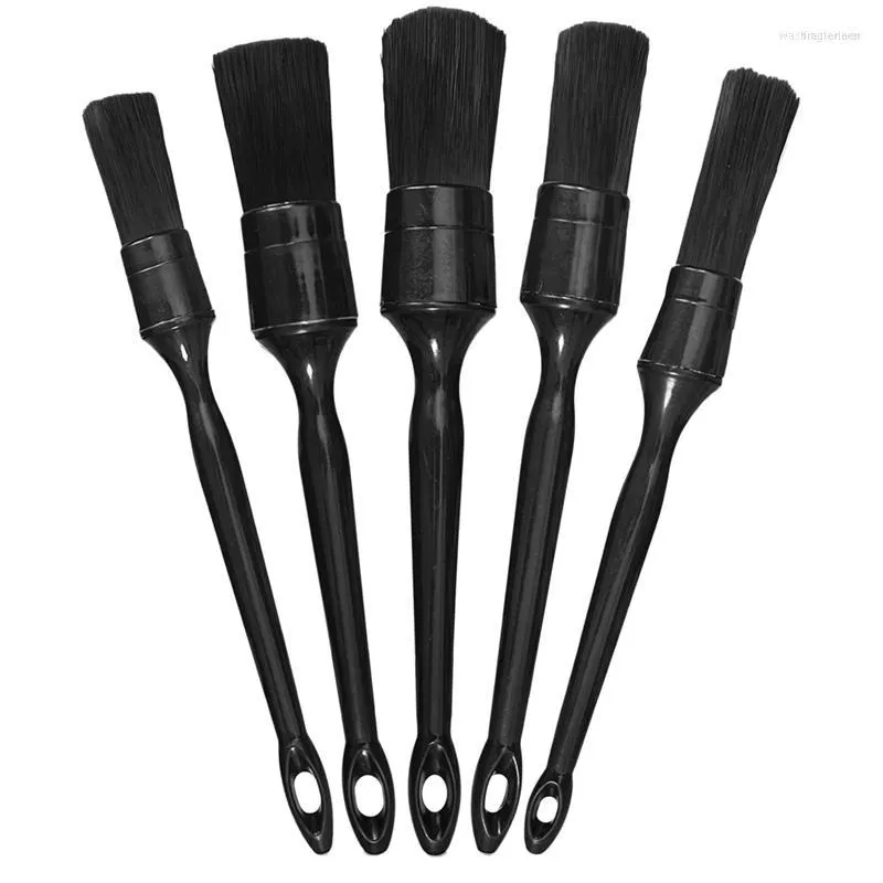 Car Washer 5 Pcs Detailing Brush Set For Auto Black Detail Brushes And Cleaning Interior Or Exterior Wheels