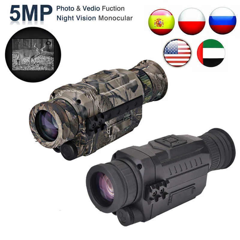 Telescope Binoculars WG535 Digital Night Vision Monoculars 200m Full Dark DVR Night Vision Scope 5x Optical Stagnification Photo Video Hunting Cameras HKD230627