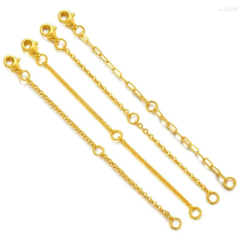 Kedjor Pure Solid 999 24K Yellow Gold Extended Chain O Cable Connector för armbandhalsband 6cm 2.4in L