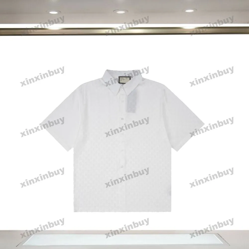 xinxinbuy Hommes designer Tee t-shirt 23ss Double lettre jacquard Impression manches courtes coton femmes bleu blanc XS-L