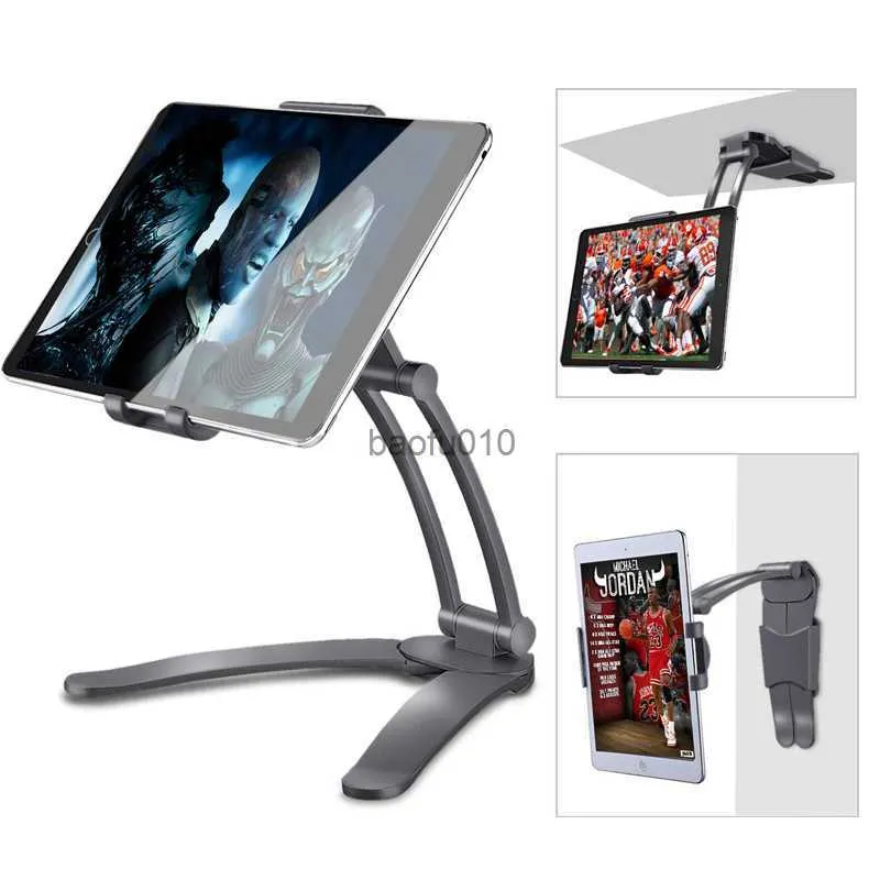 Support de tablette de cuisine support de montage de tablette de bureau mural adapté pour 5-10.5 pouces largeur tablette support en métal Smartphones titulaires L230619