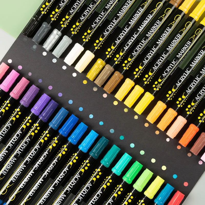 Acheter Stylos de peinture acrylique, marqueur de peinture acrylique 30  couleurs, stylos de peinture acrylique à double pointe avec pointe pinceau  et pointe Fine