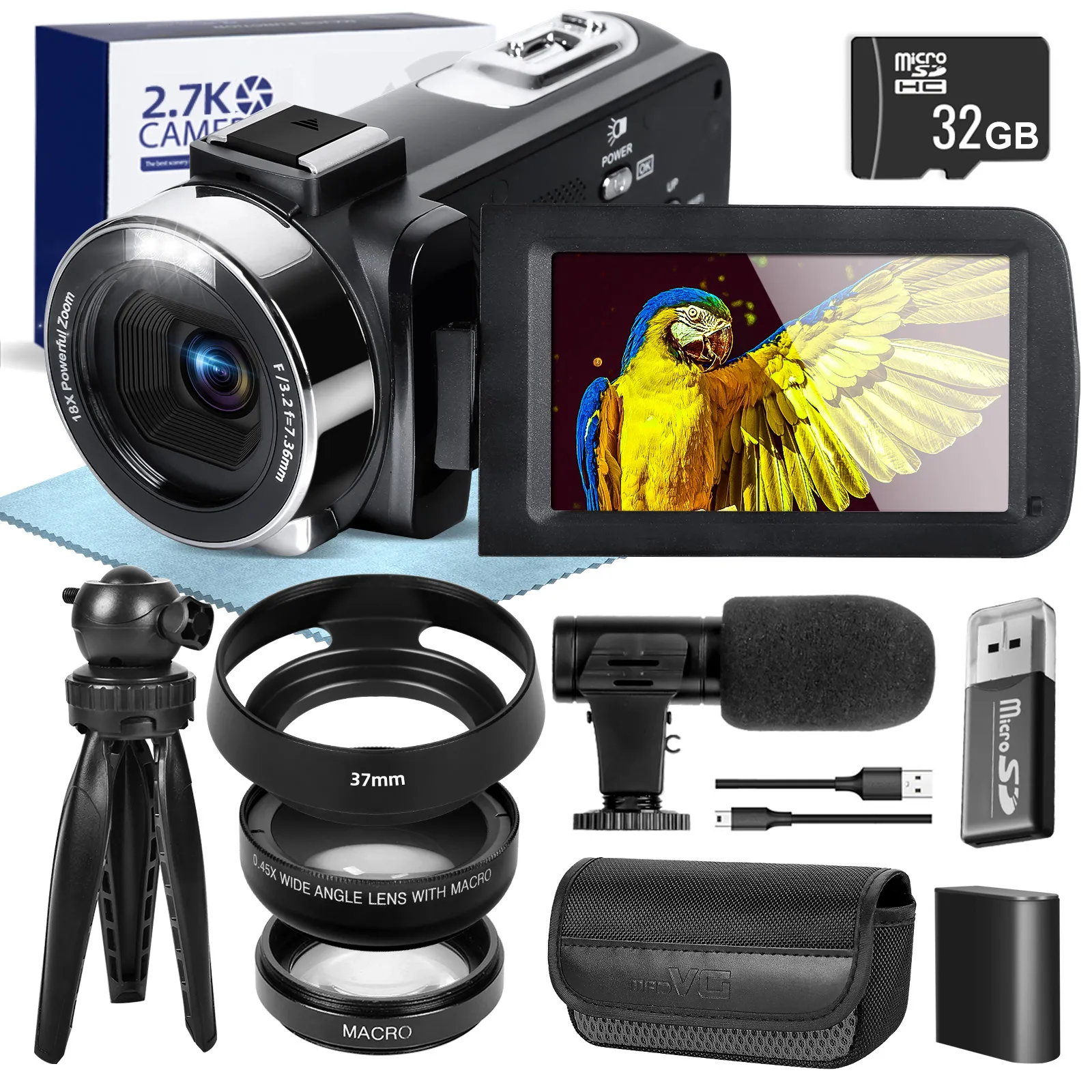 Andra kameraprodukter Ganica 27K Video 42MP Digital Vlogging för 30 -tums Flip Screen -videokamera med fjärrkontroll 230626