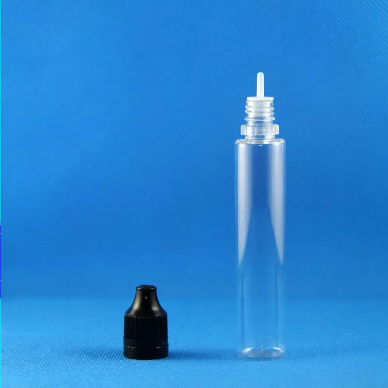PET -plastdropparflaskor 100 st 30 ml Dubbel Proof mycket transparent barnsäker tjuv Safe Squeeze -flaska med lång bröstvårta xspkj