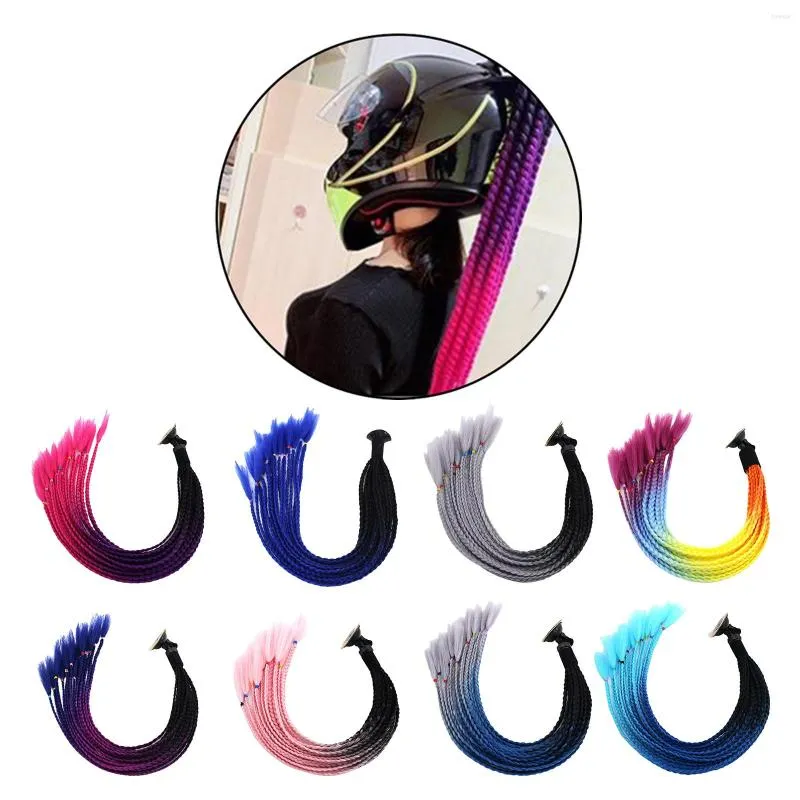 Womens Novelty Helmets Braids Wig With Sucker Bow Punk Biker Hair