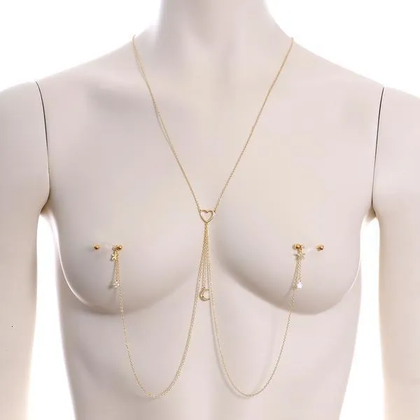 Nipple Rings 1pc Sexy Piercing Ring Chain Jewelry Clip For Women Gold And Silver Color Connecting Tassel Body Chains 230626