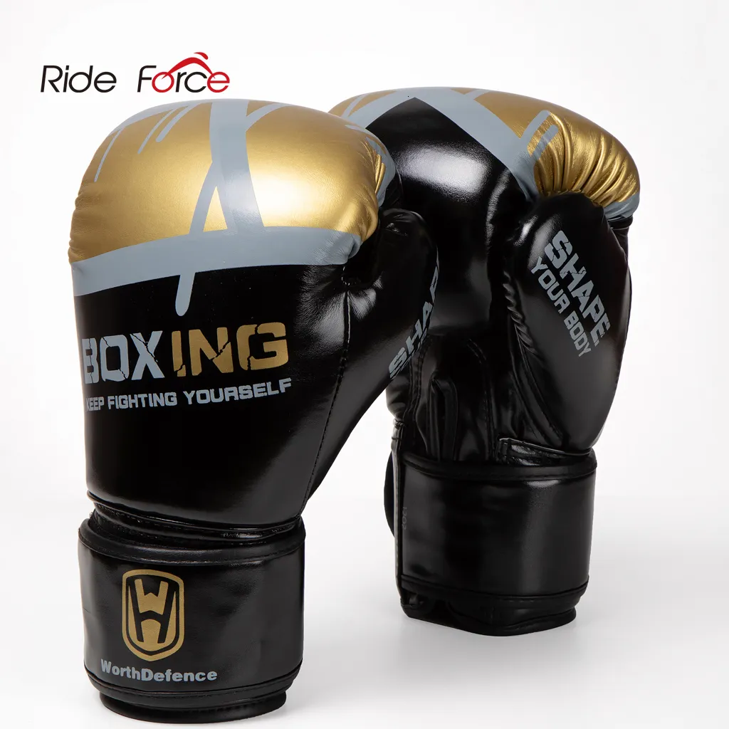 Защитное снаряжение Ride Force Kick Boxing Gloves Men Women PU Karate Muay Thai Guantes De Boxeo Free Fight MMA Sanda Training Adults Kids Equipment 230627