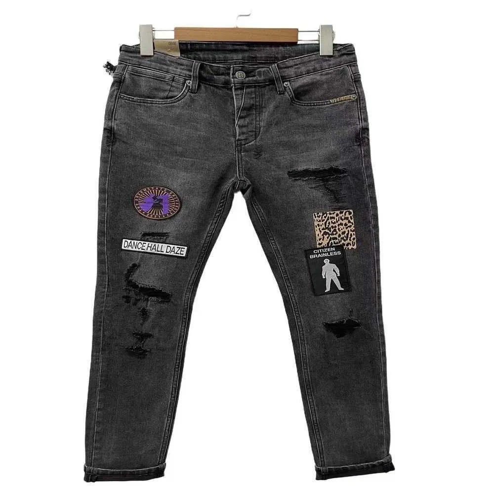 Jeans masculinos Ksubi Roxo Rise Elastic Mens Roupas Apertadas Skinny Designer Moda