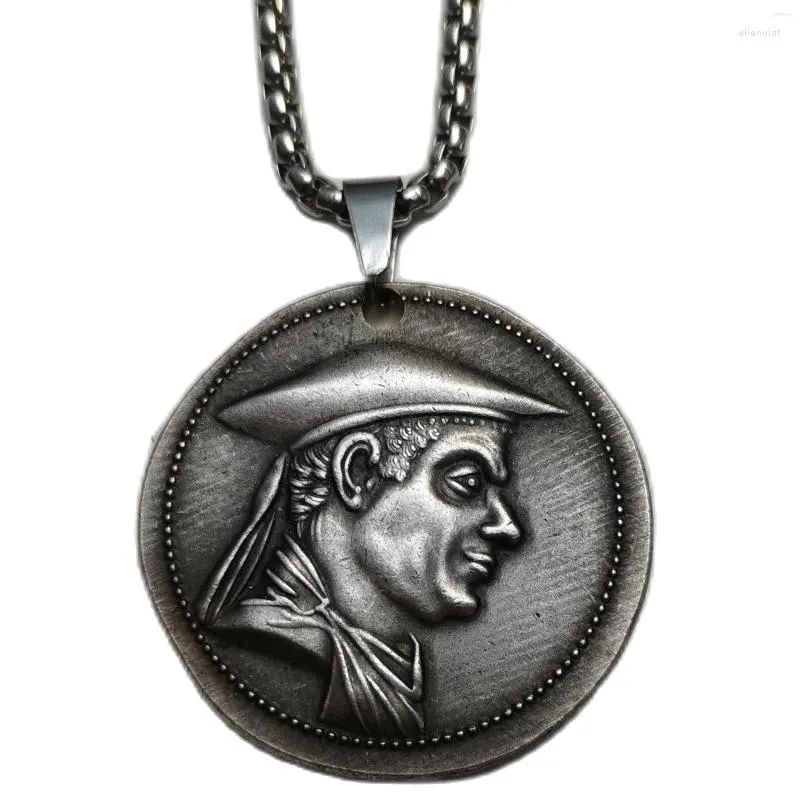 Pendanthalsband Vintage Ancient Coin Silver Plated Man / Women Jewelry P0047