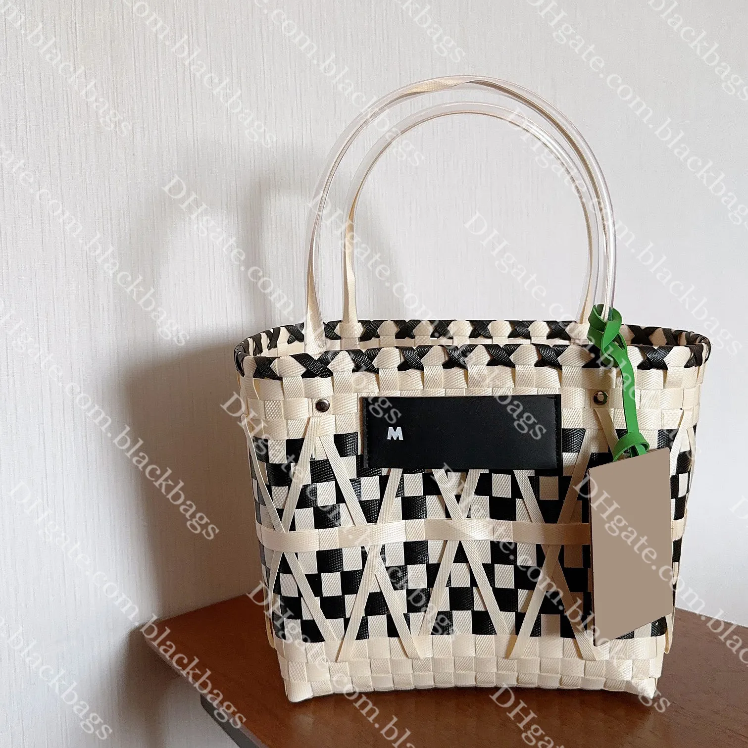 Vegetable Basket Shopping Bag Designer Beach Bag Women Tote Handbag Handwoven Handbags Spliced Hollow out Contrast Color Style