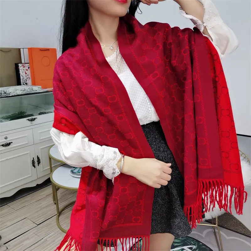 Luxe Femmes Écharpe En Cachemire Designer Foulards Doux Mode Double Lettre Chaud Wraps Automne Hiver Long Châle Hommes Classique Pashmina Écharpes